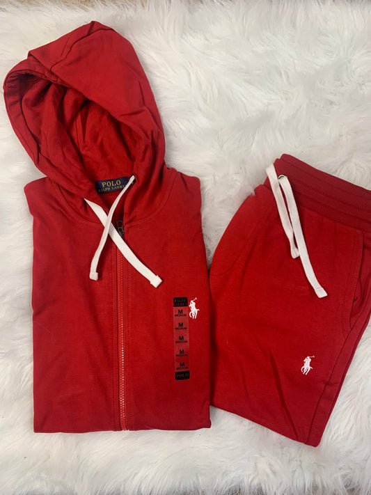 Red Polo Jogger Tracksuit Set