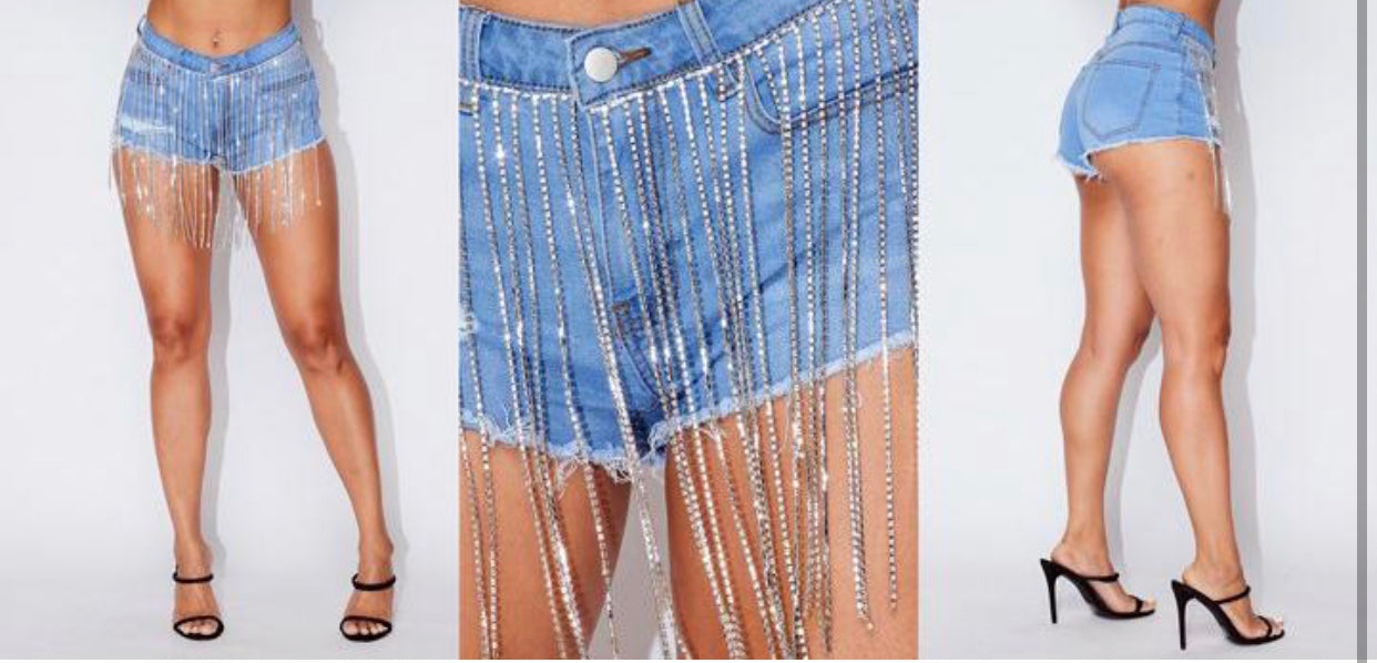 Rhinestone Jean Short