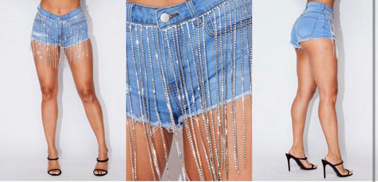 Rhinestone Jean Short