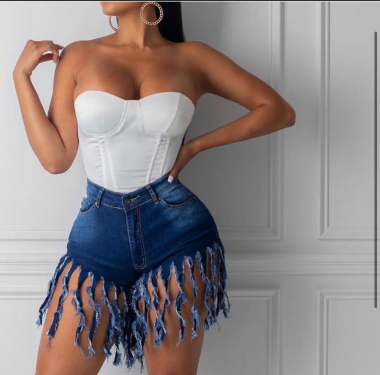 Fringe Denim Shorts