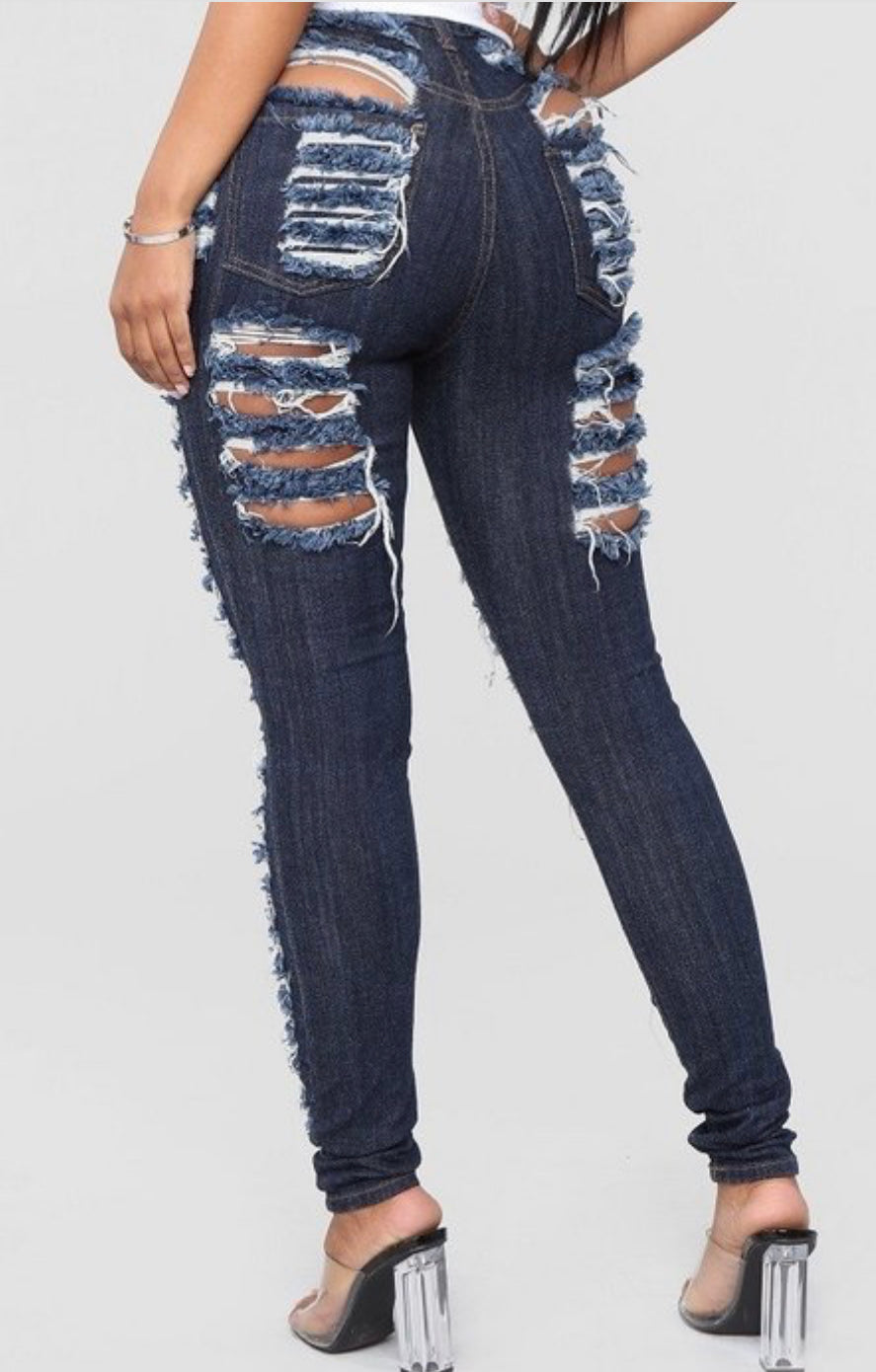 High Rise Sliced Jeans