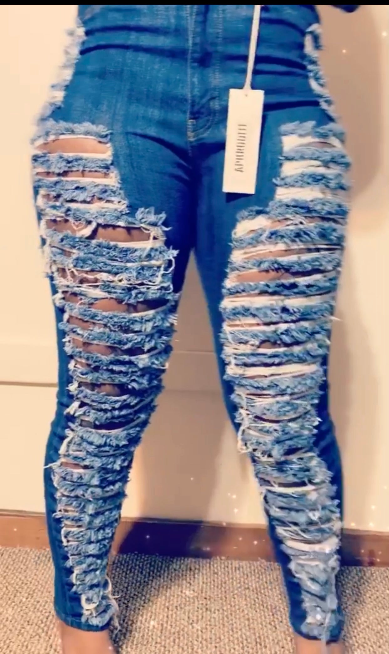 High Rise Sliced Jeans