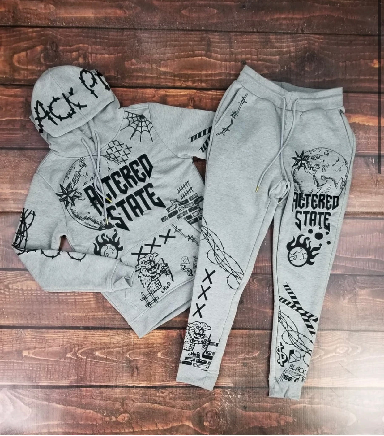 Print Grey Jogger Set